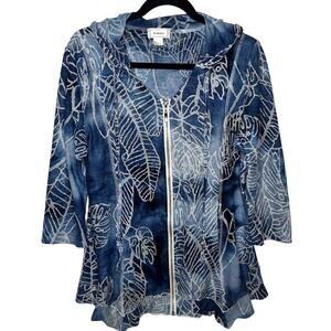 Kamana Full Zip Hooded Jacket XL Lightweight Embroidered Tie Dye Boho Lagenlook